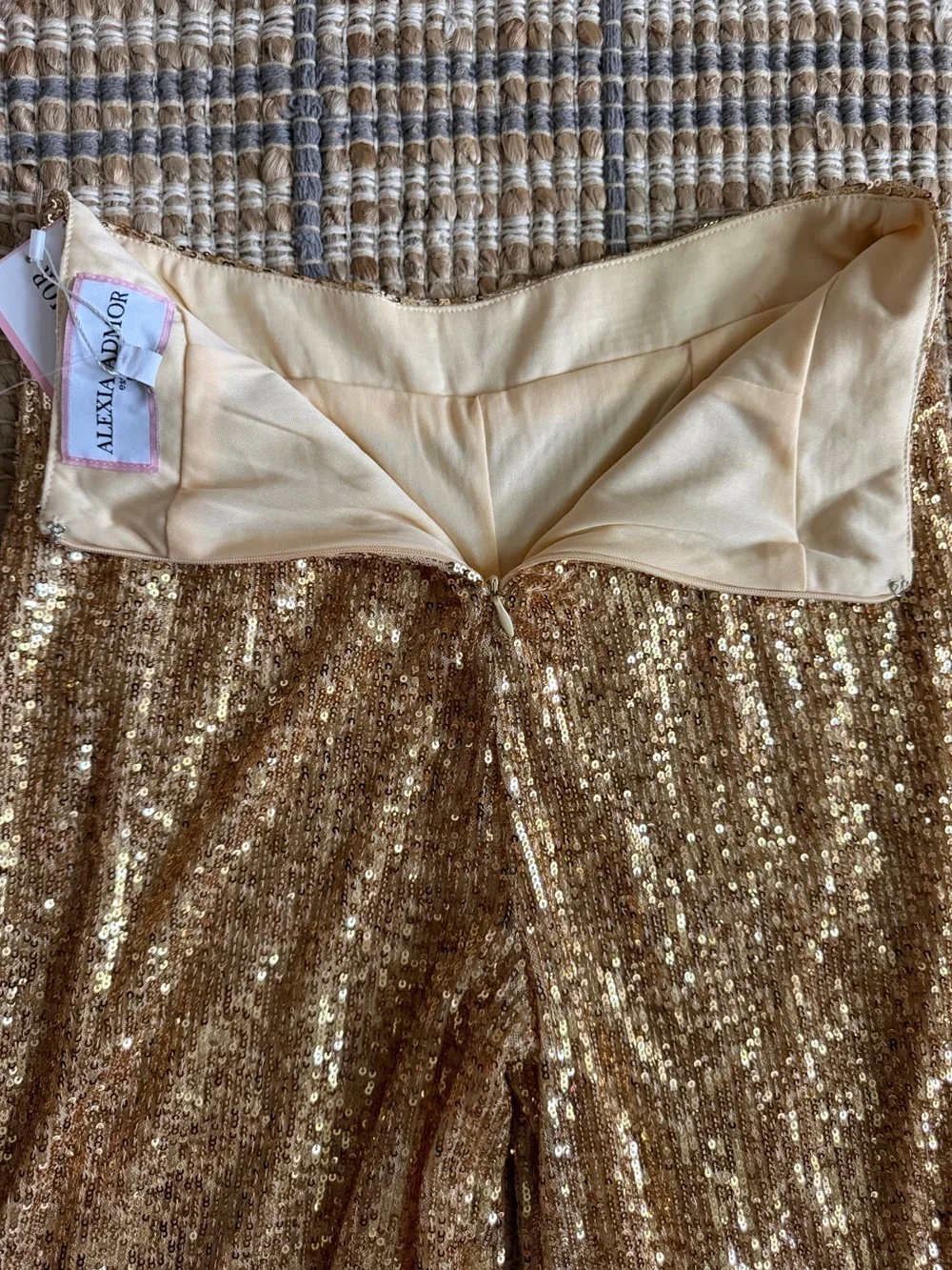 New Alexia Admor Lilly Wide Leg Mid-Rise Sequin Pant XS